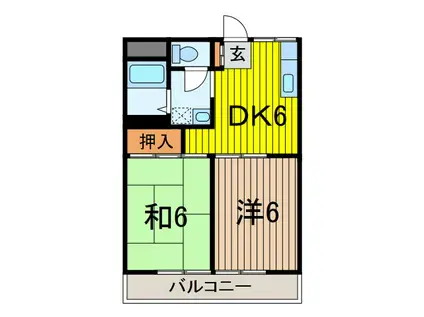 リバーサイド(2DK/1階)の間取り写真
