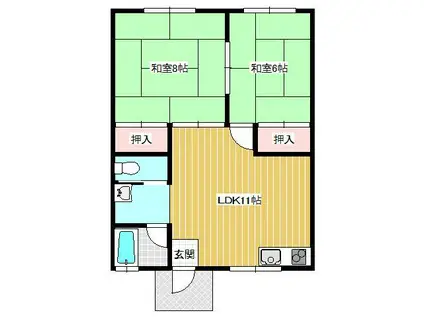 〇キャビン沼館(2LDK/2階)の間取り写真