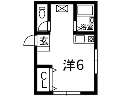 ブライトハウス(ワンルーム/1階)の間取り写真