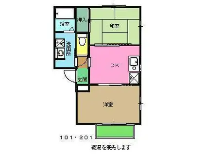 サニーハイツ T(2DK/2階)の間取り写真