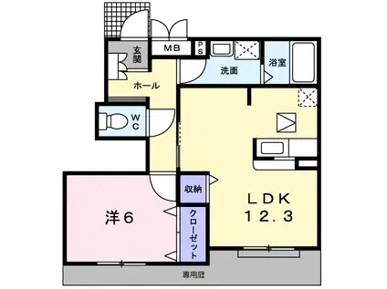 フェルマータIII(1LDK/1階)の間取り写真