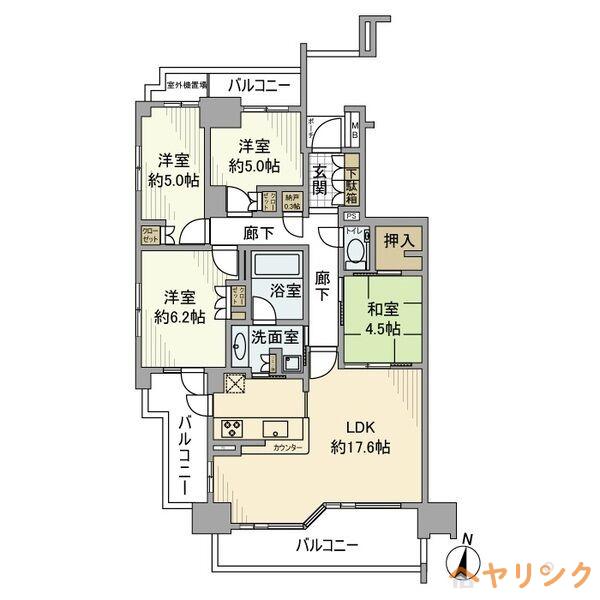 プラウド一社(4LDK/7階)の間取り写真