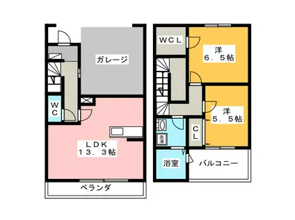 LEON A棟(2LDK/1階)の間取り写真