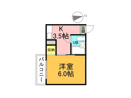 リスタ大州(1K/4階)の間取り写真