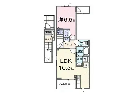 ソレイユ(1LDK/2階)の間取り写真