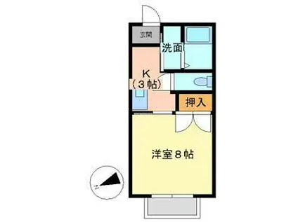 グリーンヒル(1K/1階)の間取り写真