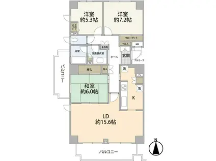 高森パークハウス参番館(3LDK/2階)の間取り写真