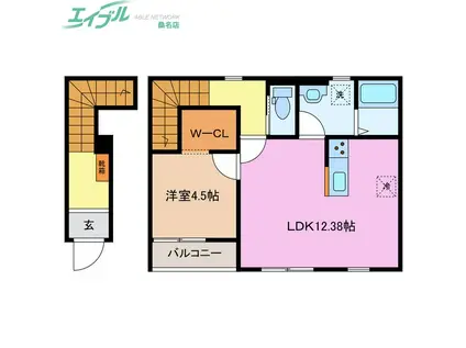 リーブルファイン小貝須(1LDK/2階)の間取り写真