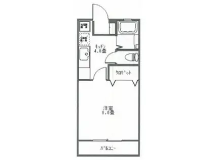 ラッキー撫川(1K/1階)の間取り写真