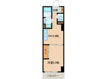 横浜橋通レジデンス(1DK/4階)の間取り写真