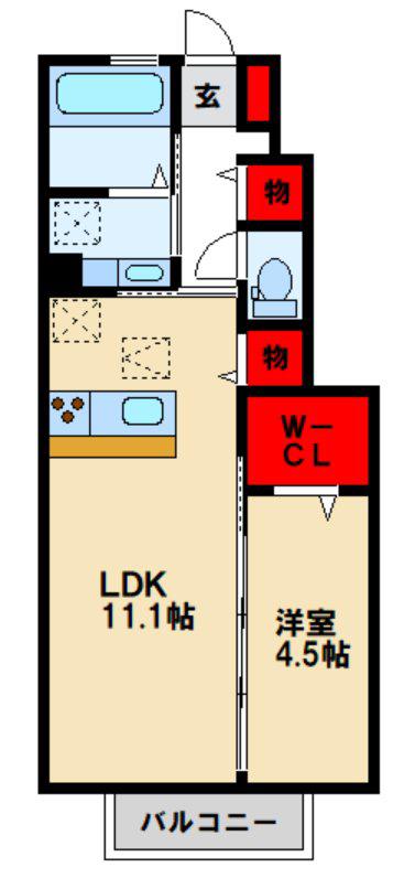 グレイス仁(1LDK/1階)の間取り写真