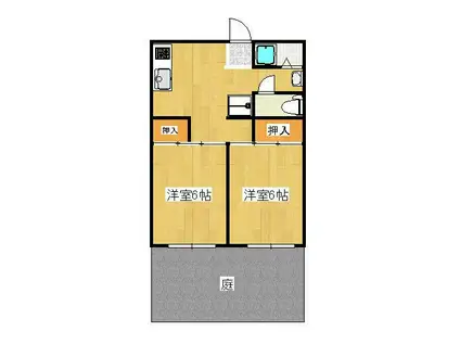 グリーンハイツB棟(2DK/1階)の間取り写真