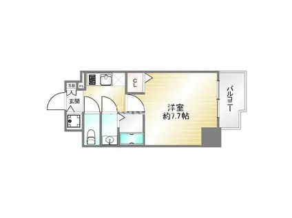 レジデンス神戸レガーロ(1K/8階)の間取り写真