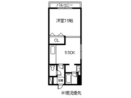 8条ビル(1DK/5階)の間取り写真