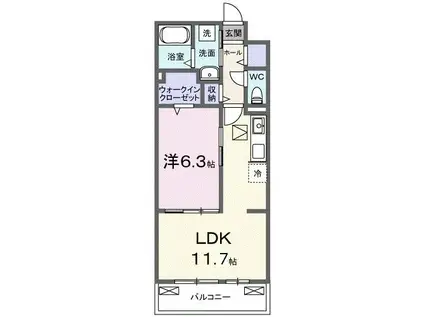 ボナミ A(1LDK/1階)の間取り写真