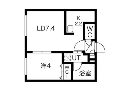 FIRST LEBEN桑園(1LDK/4階)の間取り写真