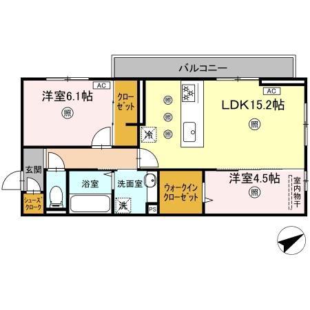 アピアランス中井(2LDK/3階)の間取り写真