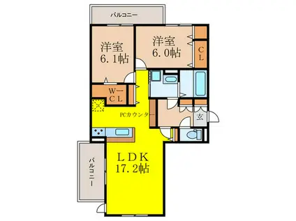 CASA.FILANTE V(2LDK/3階)の間取り写真