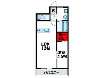 パシオンクレシア(1LDK/1階)の間取り写真