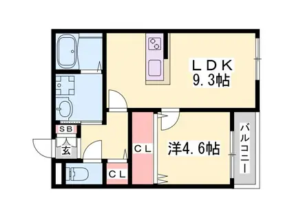 BLUE GLASS(1LDK/3階)の間取り写真