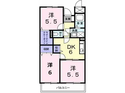 ポレール伊川 II(3DK/2階)の間取り写真