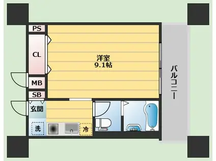 ソレーユ青山(ワンルーム/1階)の間取り写真