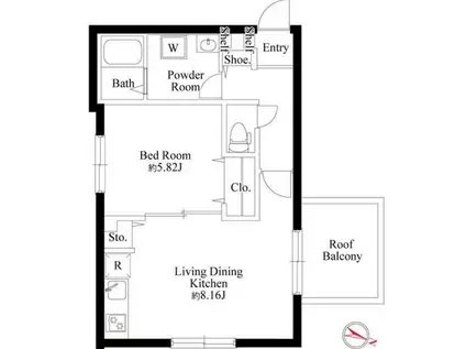 PASEO文京茗荷谷(1LDK/4階)の間取り写真