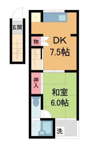 コーポ松本(1DK/2階)の間取り写真
