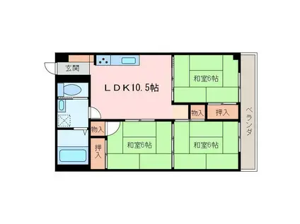 第七越智ハイツ(3LDK/1階)の間取り写真