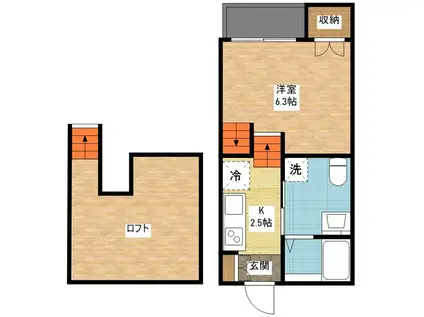 エステートサトウ14(1SK/2階)の間取り写真