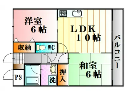 レジャンデールI(2LDK/3階)の間取り写真