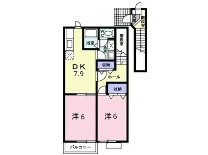 メゾンヴァンベールIII(2DK/2階)の間取り写真