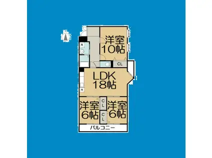 グランドコア照ヶ丘(3LDK/3階)の間取り写真