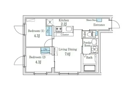 FIKA池袋(2DK/4階)の間取り写真