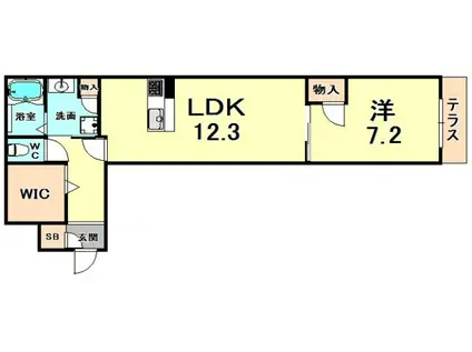 トレノーヴェ夙川(1LDK/1階)の間取り写真