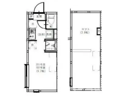 ハーモニーテラス早宮一丁目3(ワンルーム/1階)の間取り写真