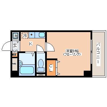 マイプレイス宝蔵院(1K/3階)の間取り写真