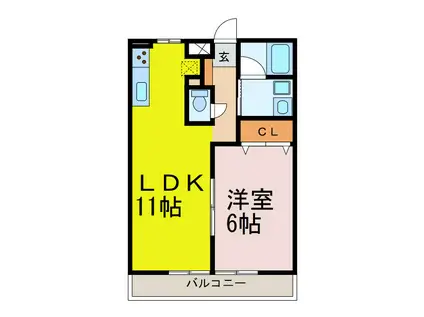 ミューズスタイル(1LDK/1階)の間取り写真