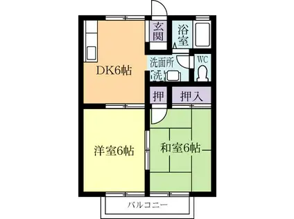 セジュール高津(2DK/1階)の間取り写真