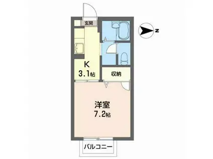 ドミールさくら(1K/2階)の間取り写真