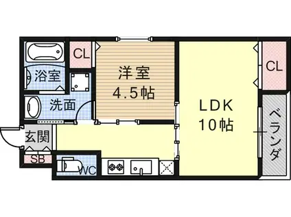 ダイヤモンドヴィラ(1LDK/1階)の間取り写真