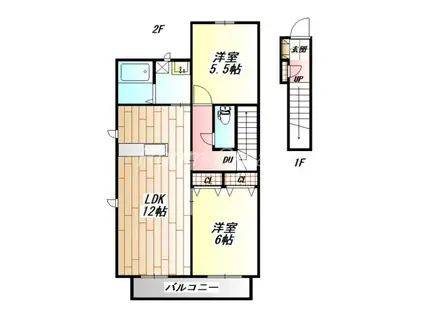 シャルマン高洲 II(2LDK/2階)の間取り写真