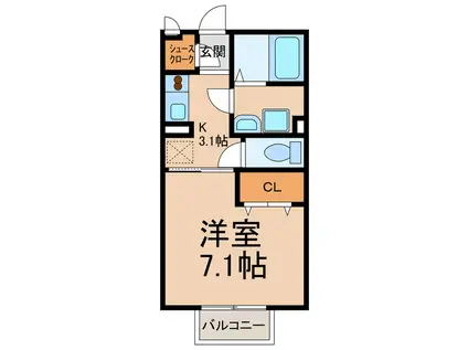 ROSE FELICE(1K/2階)の間取り写真