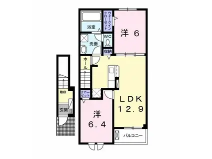シャン・フィオーレ(2LDK/2階)の間取り写真