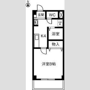 ブローニュ神山(1K/4階)の間取り写真