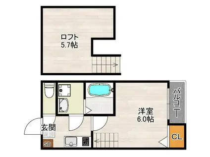 LUCE 高宮(1K/2階)の間取り写真