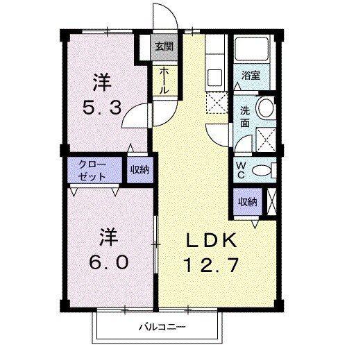 ニューシティ嶋根A(2LDK/1階)の間取り写真