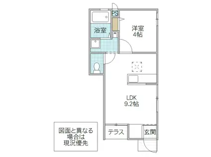 石川レジデンス A棟(1LDK/1階)の間取り写真