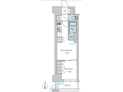BRILLIA IST 池尻大橋(1DK/1階)の間取り写真