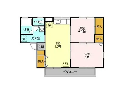 シャルム蘇我(2DK/2階)の間取り写真